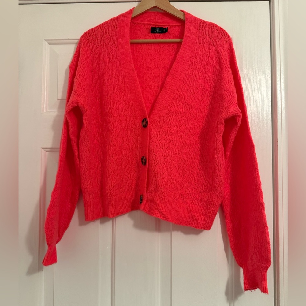 Volcom Bright Pink Women's Cardigan Sweater